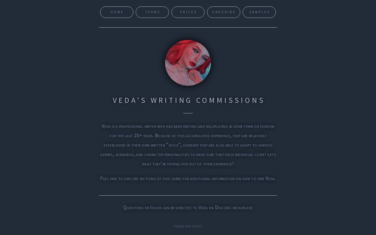 Veda's Writing Commissions